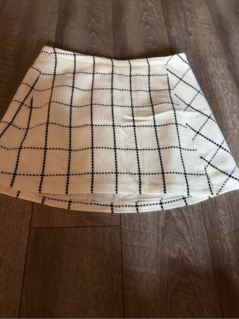 Cato White Mini Skirt with Black Windowpane Grid - Picture 2 of 3